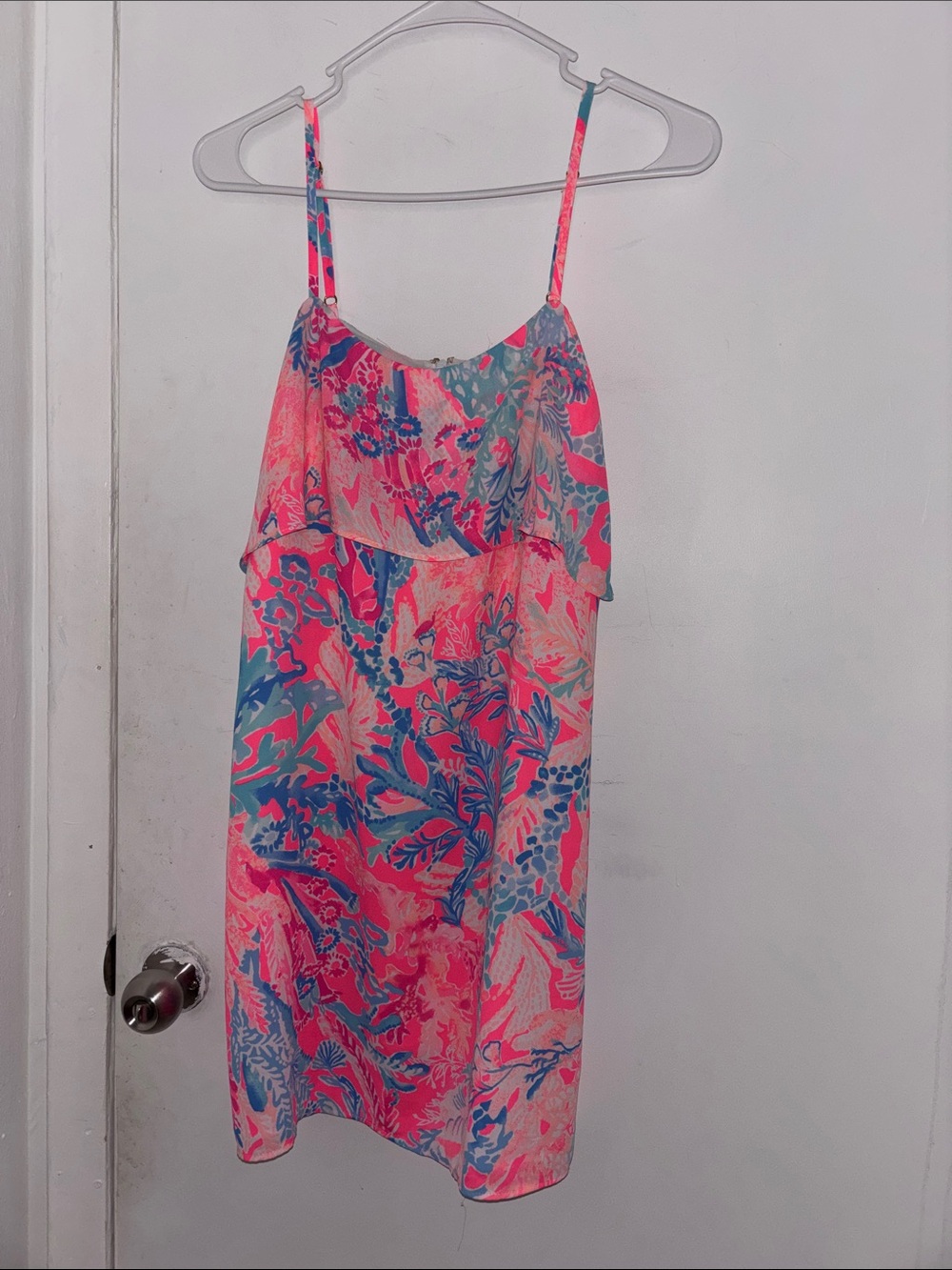 Lilly Pulitzer Pink and Blue Floral Ruffle Sundress